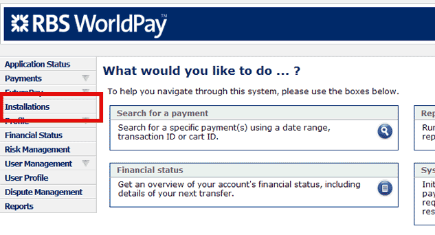 Finding your RBS WorldPay installation ID