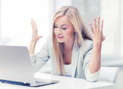 Flustered Woman on Computer