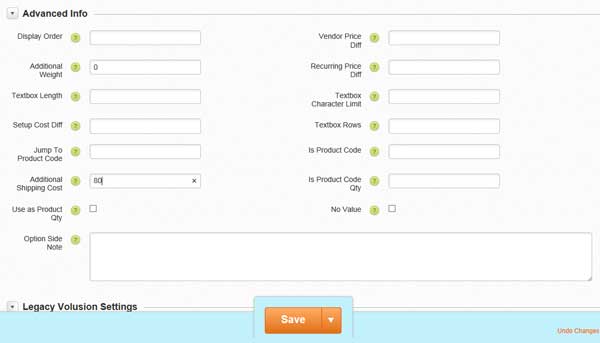 Volusion Product Options.