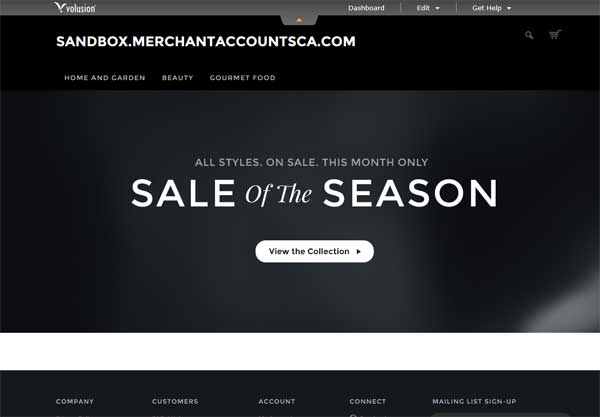 Volusion Store Interface.