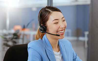 Calling a customer support agent at a bank.