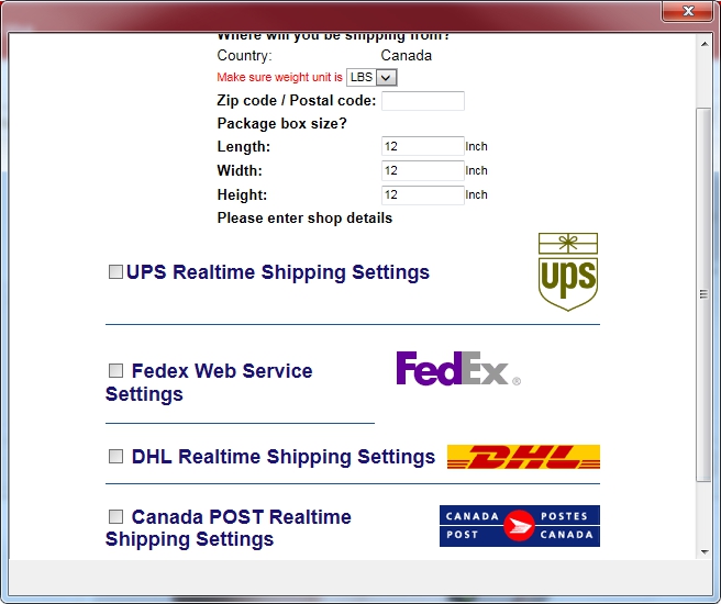 ShopFactory shipping providers.