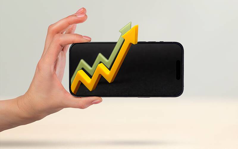 Line chart representing growth.