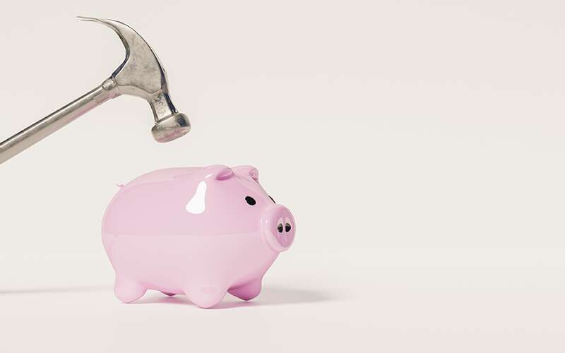 Hammer and piggy bank.