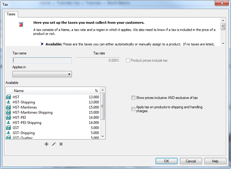 Tax Setup